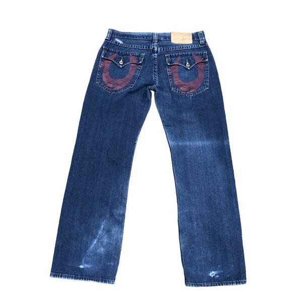 VINTAGE True Religion Jeans Size 34 Red Horseshoe - Picture 3 of 10